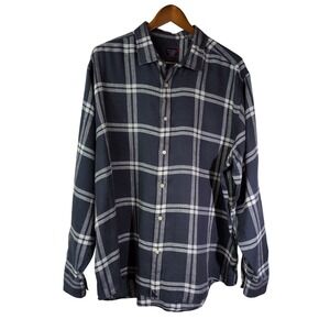 Untuckit XXL 100% Linen Navy Plaid Long Sleeve Button-Up Normcore Grandpacore